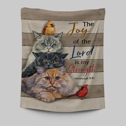The Joy Of The Lord Is My Strength Tapestry - Angry Cat Cardinal Painting Tapestry Wall Art - Christian Tapestries Prints