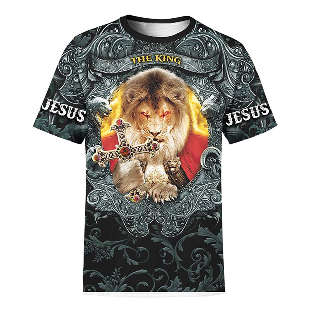 The King Jesus Lion All Over Print 3D T Shirt For Men And Women, Christian T-Shirt, Faith Shirt