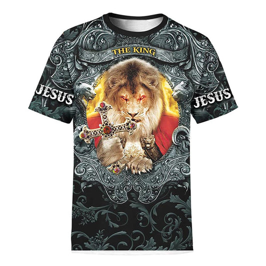 The King Jesus Lion All Over Print 3D T Shirt For Men And Women, Christian T-Shirt, Faith Shirt