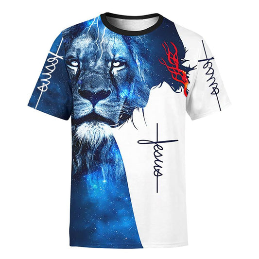 The King Jesus Lion Galaxy All Over Print 3D T Shirt For Men And Women, Christian T-Shirt, Faith Shirt