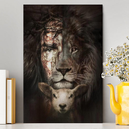 The King Lion And The Lamb Canvas Prints - Lion Canvas Art - Christian Inspirational Canvas