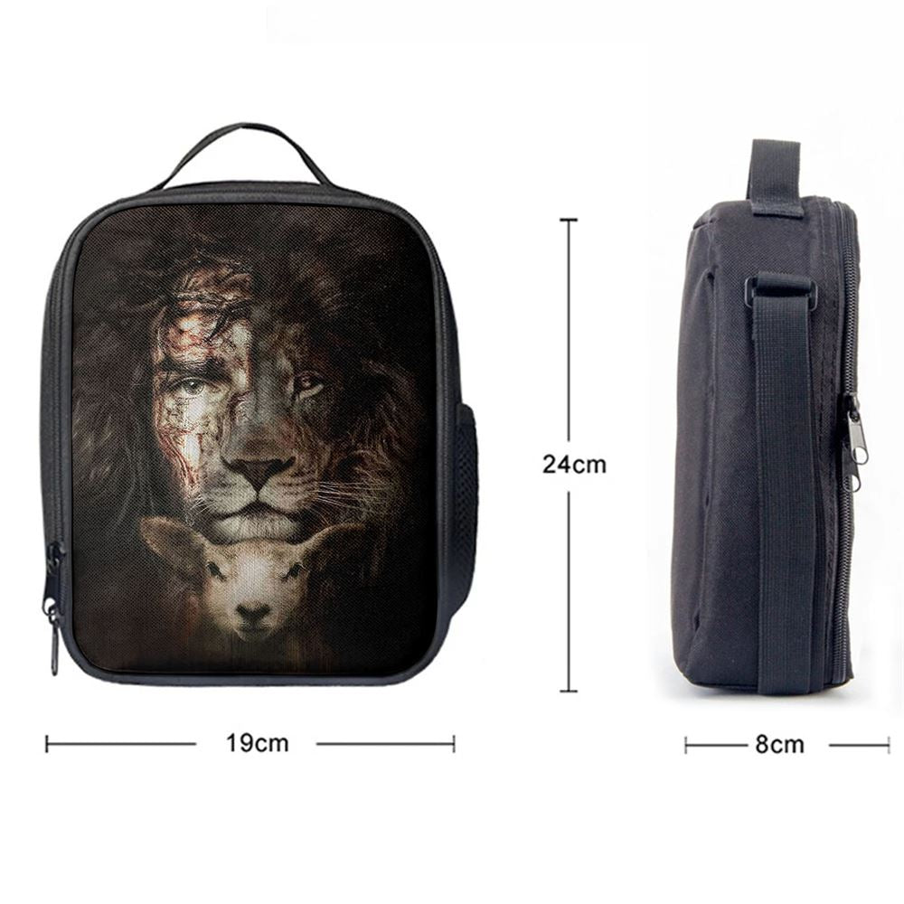 The King Lion And The Lamb Lunch Bag For Men And Women - Lion Lunch Bag, Spiritual Christian Lunch Box For School, Work