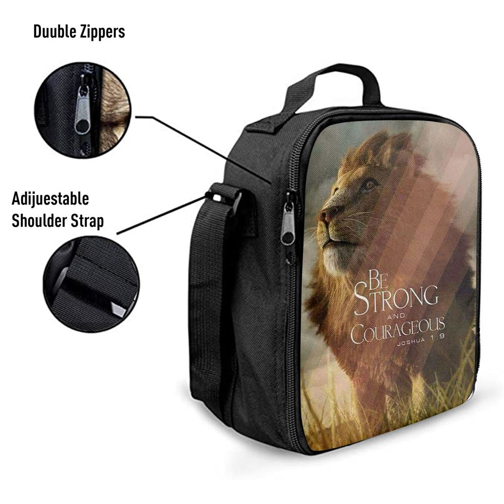 The King Lion Be Strong And Courageous Lunch Bag For Men And Women - Lion Lunch Bag, Spiritual Christian Lunch Box For School, Work