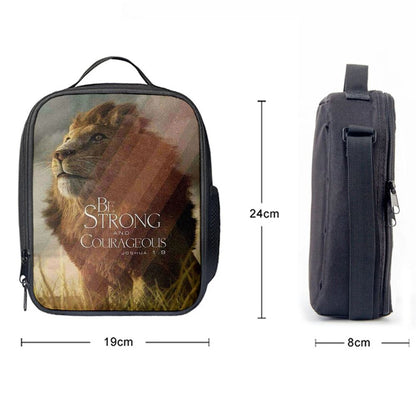 The King Lion Be Strong And Courageous Lunch Bag For Men And Women - Lion Lunch Bag, Spiritual Christian Lunch Box For School, Work