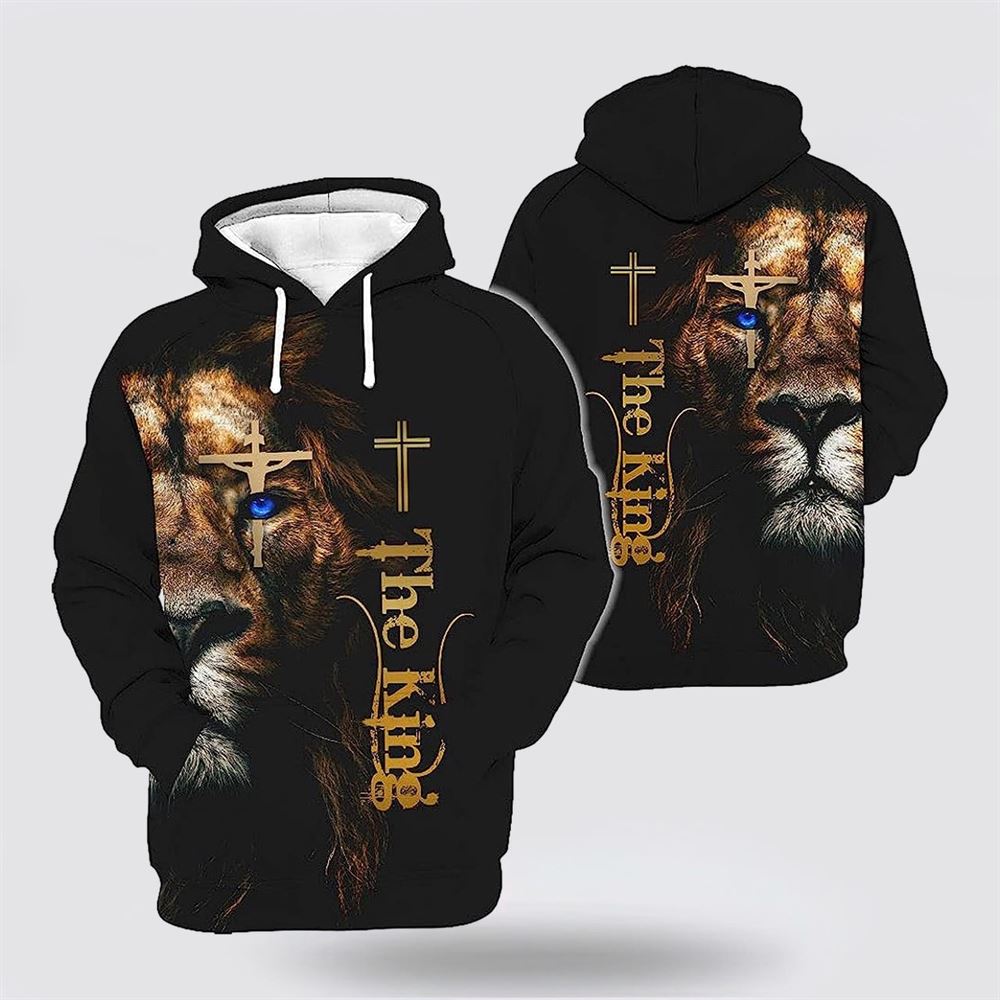 The King Lion Cross 3D Hoodies For Women Men, God 3D Printed Hoodie, Christian Apparel Hoodies