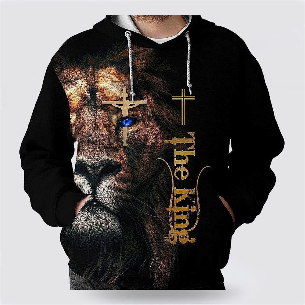 The King Lion Cross 3D Hoodies For Women Men, God 3D Printed Hoodie, Christian Apparel Hoodies