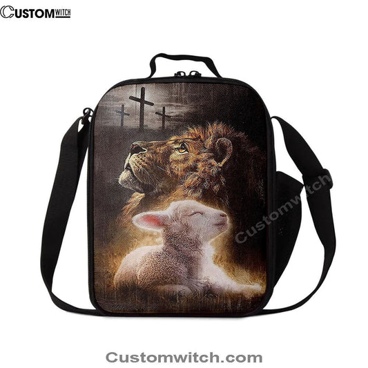 The King Lion Lamb Cross Lunch Bag For Men And Women - Lion Lunch Bag, Spiritual Christian Lunch Box For School, Work