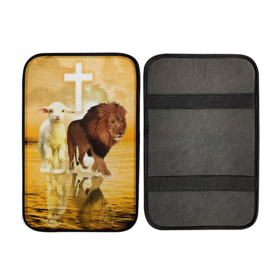 The Lamb Of God And Lion Of Judah Car Center Console Cover, Bible Verse Car Interior Accessories