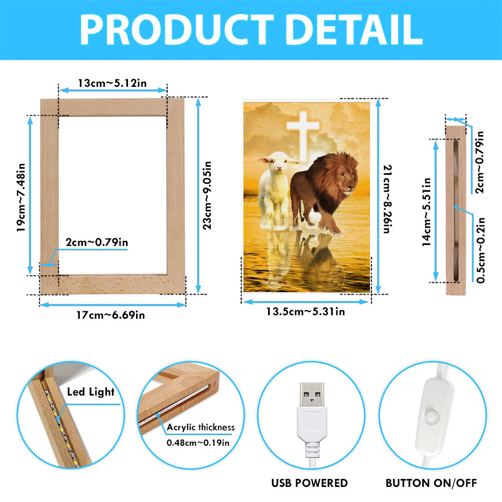 The Lamb Of God And Lion Of Judah Frame Lamp Prints - Bible Verse Decor - Scripture Art