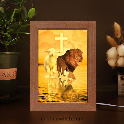 The Lamb Of God And Lion Of Judah Frame Lamp Prints - Bible Verse Decor - Scripture Art