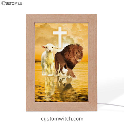 The Lamb Of God And Lion Of Judah Frame Lamp Prints - Bible Verse Decor - Scripture Art