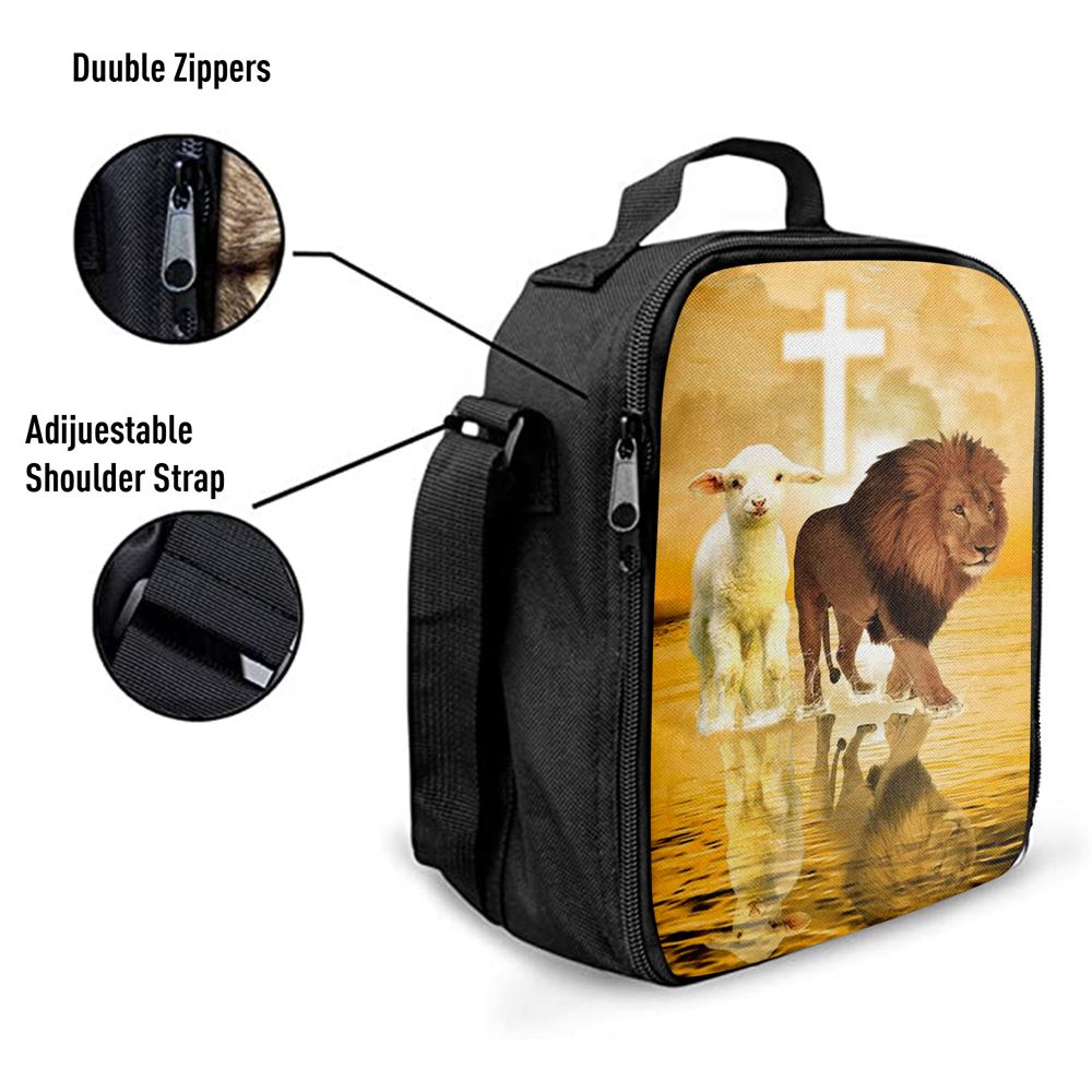 The Lamb Of God And Lion Of Judah Lunch Bag For Men And Women, Spiritual Christian Lunch Box For School, Work