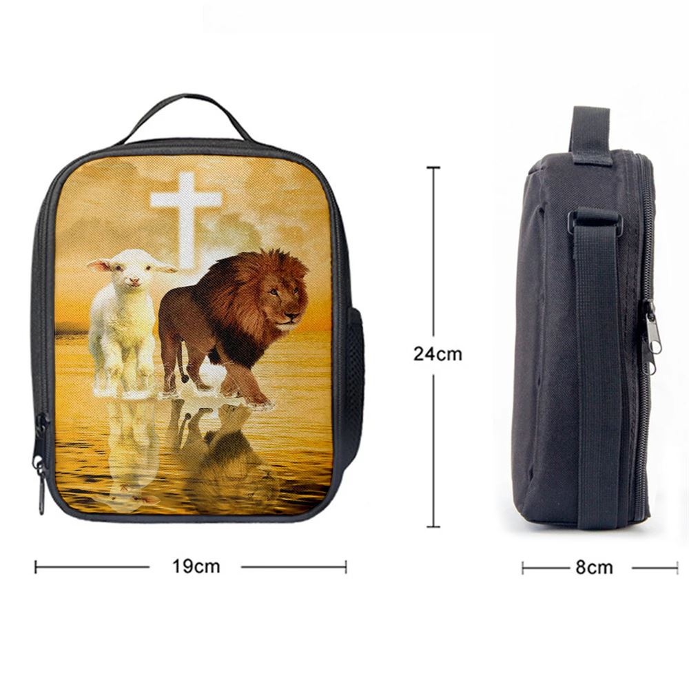 The Lamb Of God And Lion Of Judah Lunch Bag For Men And Women, Spiritual Christian Lunch Box For School, Work