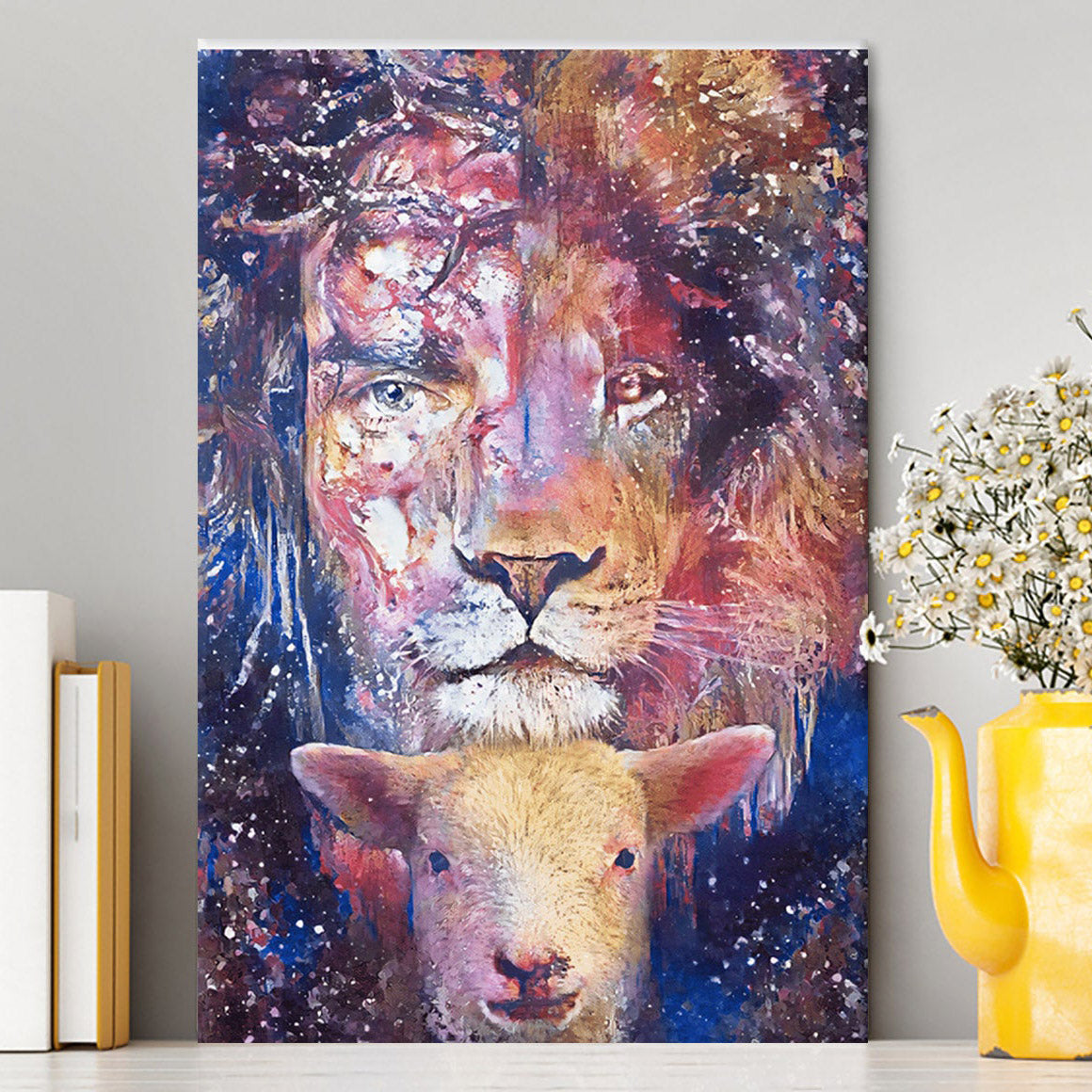 The Lamb With The Lion Canvas Prints - Christian Wall Decor - Bible Verse Canvas Art