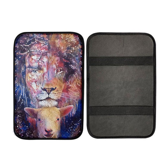 The Lamb With The Lion Car Center Console Cover, Bible Verse Car Interior Accessories