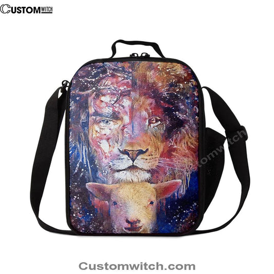 The Lamb With The Lion Lunch Bag For Men And Women, Spiritual Christian Lunch Box For School, Work