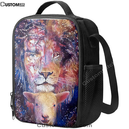 The Lamb With The Lion Lunch Bag For Men And Women, Spiritual Christian Lunch Box For School, Work