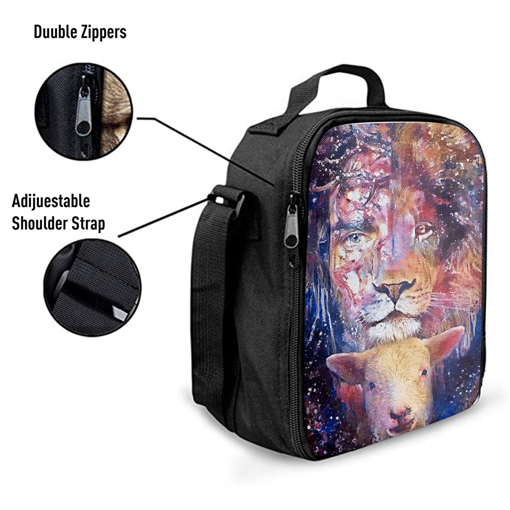 The Lamb With The Lion Lunch Bag For Men And Women, Spiritual Christian Lunch Box For School, Work