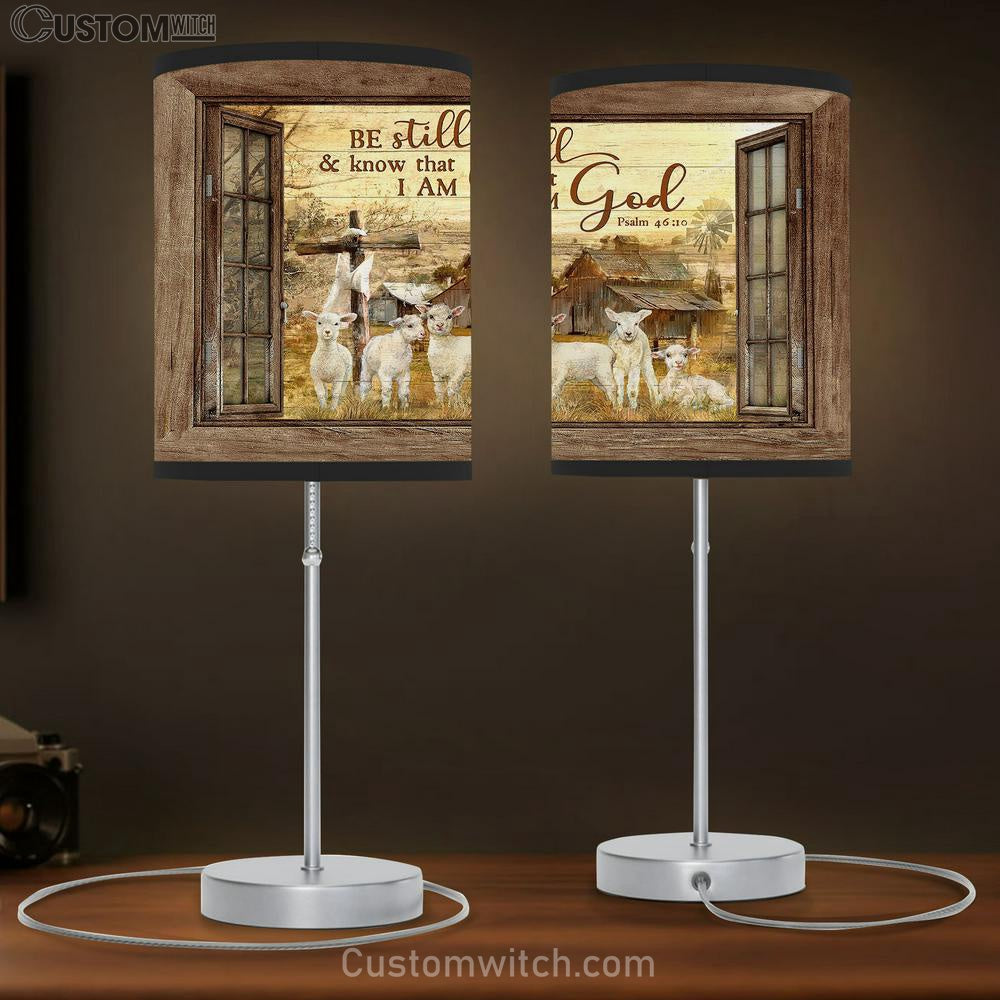 The Lambs Of God Old Barn Be Still & Know That I Am God Table Lamb Art - Bible Verse Lamb Gift - Christian Bedroom Decor