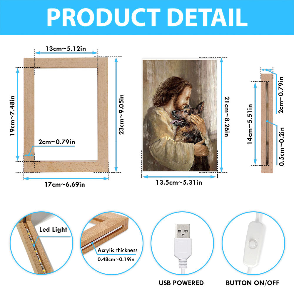 The Life Of Jesus German Shepherd Dog Dog Lover Frame Lamp Art - Bible Verse Wooden Lamp - Inspirational Art - Christian Home Decor