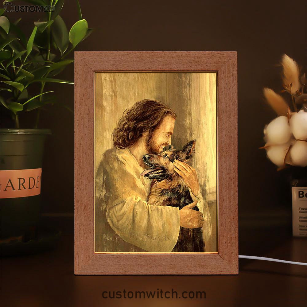 The Life Of Jesus German Shepherd Dog Dog Lover Frame Lamp Art - Bible Verse Wooden Lamp - Inspirational Art - Christian Home Decor