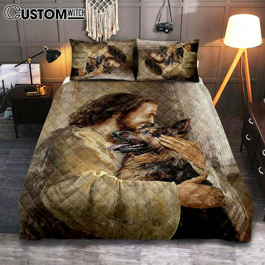 The Life Of Jesus German Shepherd Dog Dog Lover Quilt Bedding Set Bedroom - Bible Verse Quilt Bedding Set Art - Christian Home Decor