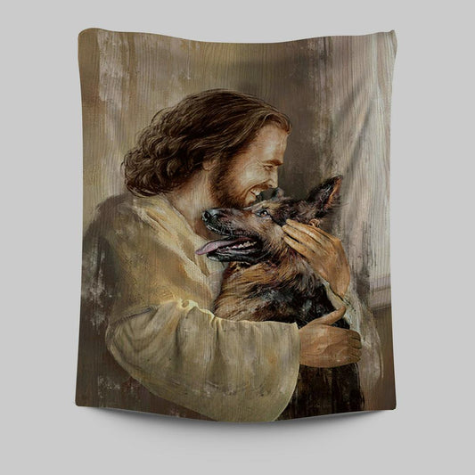 The Life Of Jesus German Shepherd Dog Dog Lover Tapestry Wall Art - Bible Verse Tapestry Art - Inspirational Art -  Christian Indoor Wall Tapestries