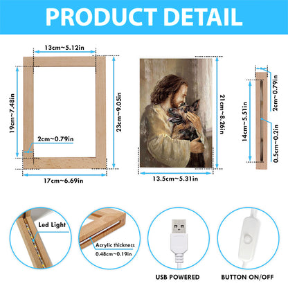 The Life Of Jesus Hug German Shepherd Dog Frame Lamp Art - Christian Art - Bible Verse Art - Religious Home Decor