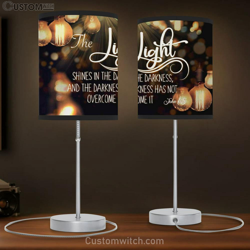 The Light Shines In The Darkness John 15 Bible Verse Table Lamb Gift - Christian Bedroom Decor