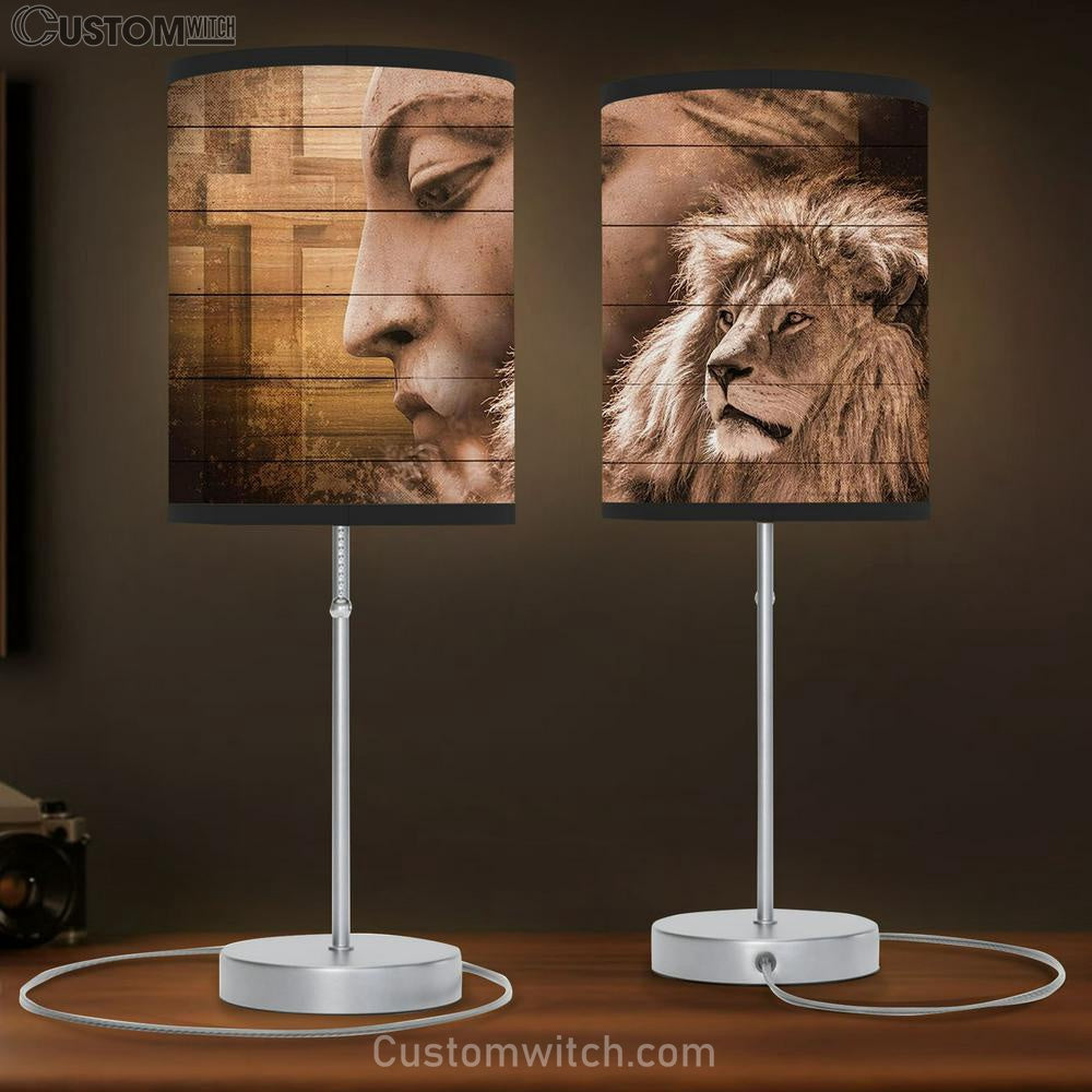 The Lion Cross Table Lamb Art - Lion Table Lamb Wall Decor - Christian Scripture Table Lamb