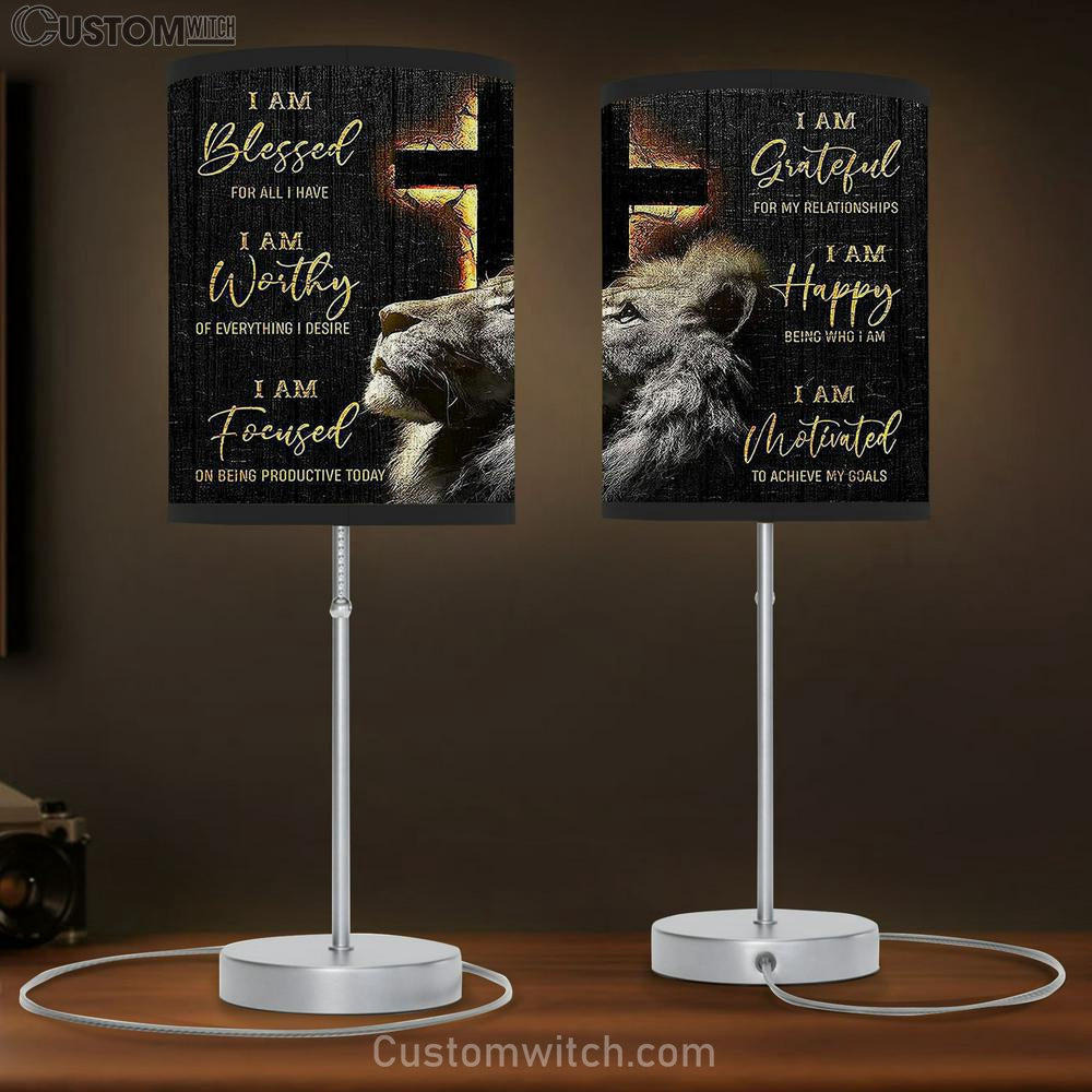 The Lion Cross I Am Blessed For All I Have Table Lamb Art - Lion Table Lamb Wall Decor