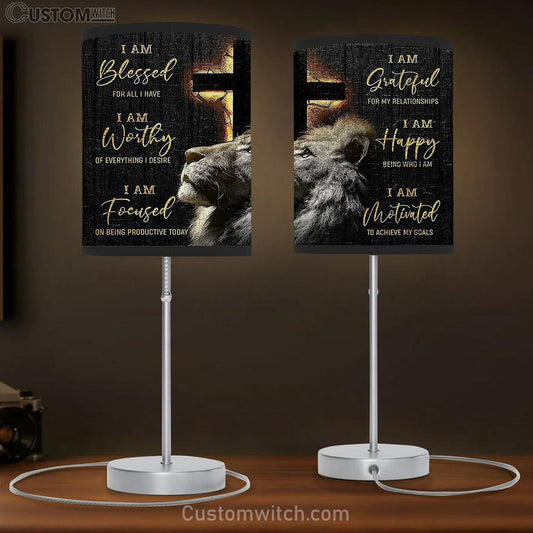The Lion Cross I Am Blessed For All I Have Table Lamb Art - Lion Table Lamb Wall Decor