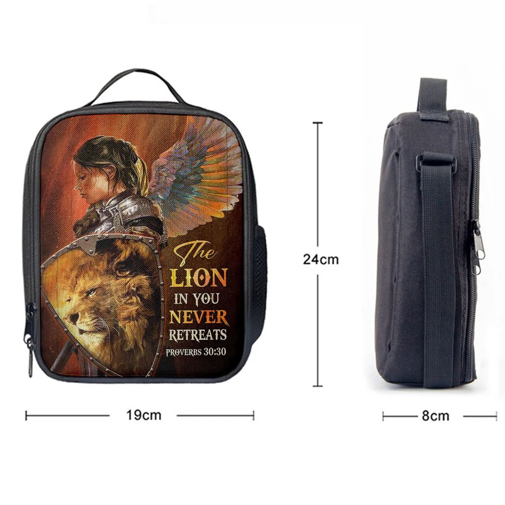 The Lion In You Never Retreats - Woman Warrior Lion Of Judah Lunch Bag, Spiritual Christian Lunch Box For School, Work