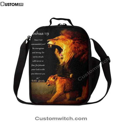 The Lion Joshua 1 9 Lunch Bag For Men And Women - Lion Lunch Bag, Spiritual Christian Lunch Box For School, Work