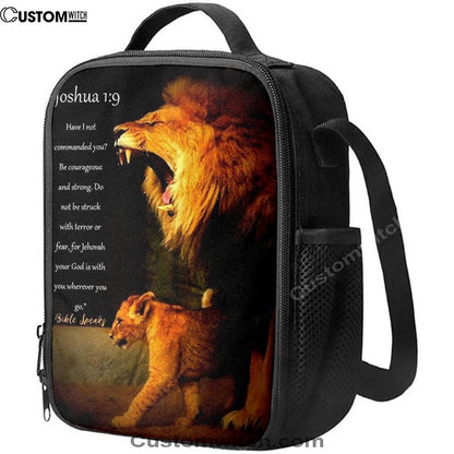 The Lion Joshua 1 9 Lunch Bag For Men And Women - Lion Lunch Bag, Spiritual Christian Lunch Box For School, Work