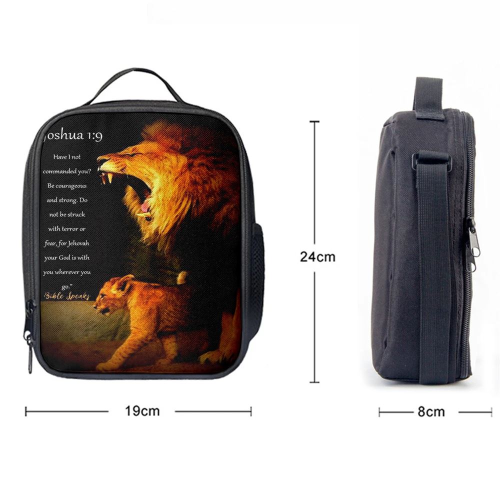 The Lion Joshua 1 9 Lunch Bag For Men And Women - Lion Lunch Bag, Spiritual Christian Lunch Box For School, Work