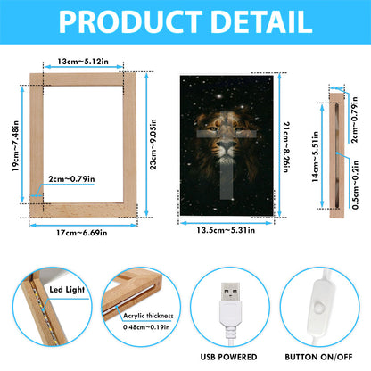 The Lion King Cross Frame Lamp Prints - Lion Frame Lamp Art - Christian Inspirational Frame Lamp