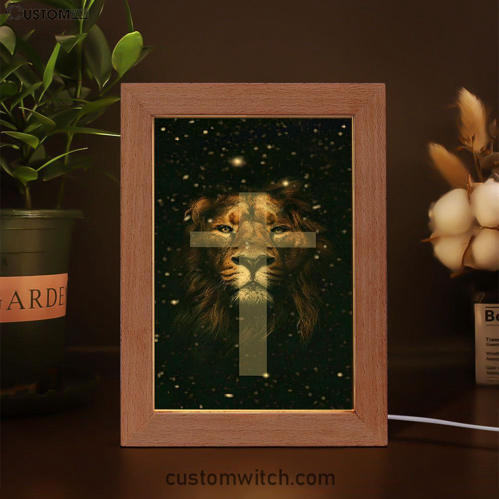 The Lion King Cross Frame Lamp Prints - Lion Frame Lamp Art - Christian Inspirational Frame Lamp