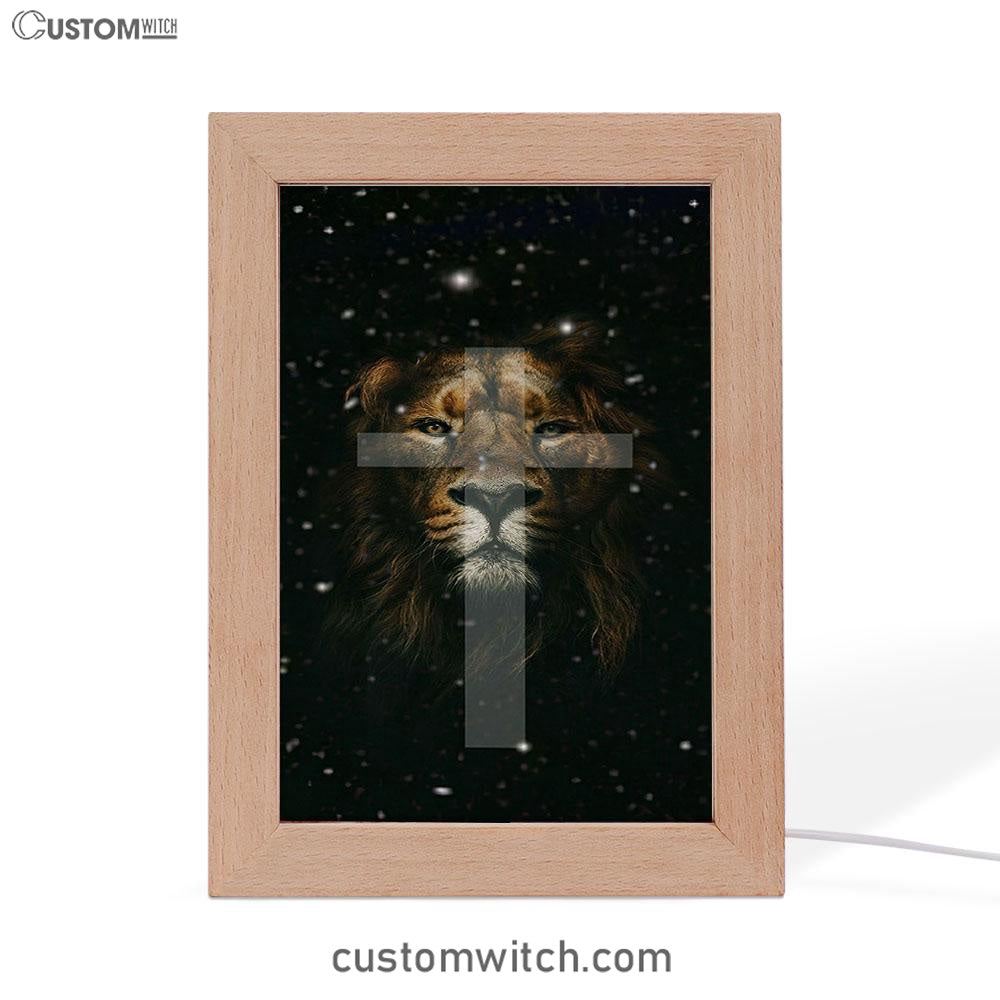 The Lion King Cross Frame Lamp Prints - Lion Frame Lamp Art - Christian Inspirational Frame Lamp