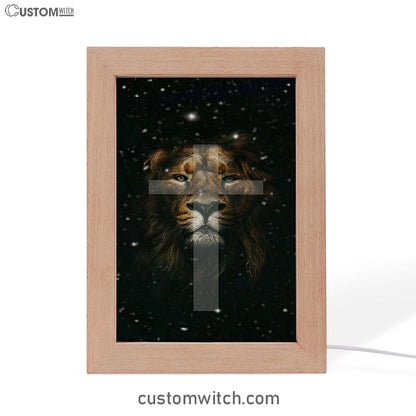 The Lion King Cross Frame Lamp Prints - Lion Frame Lamp Art - Christian Inspirational Frame Lamp