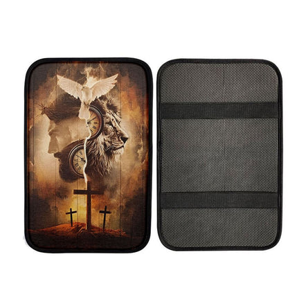 The Lion King Jesus Cross Car Center Console Cover - Lion Car Center Console Cover, Christ Car Interior Accessories