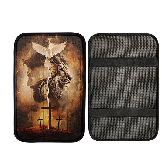 The Lion King Jesus Cross Car Center Console Cover - Lion Car Center Console Cover, Christ Car Interior Accessories