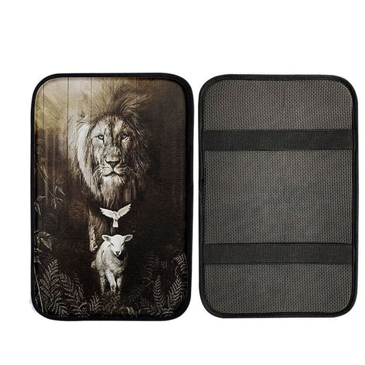 The Lion Lamb Dove Car Center Console Cover - Lion Car Center Console Cover, Christ Car Interior Accessories