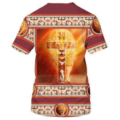 The Lion Lamb Dove Cross All Over Print 3D T Shirt For Men And Women, Christian T-Shirt, Faith Shirt