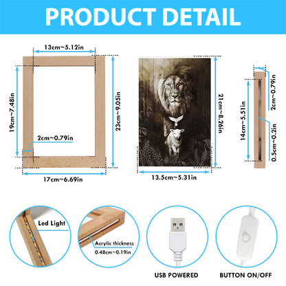 The Lion Lamb Dove Frame Lamp Prints - Lion Frame Lamp Art - Christian Inspirational Frame Lamp