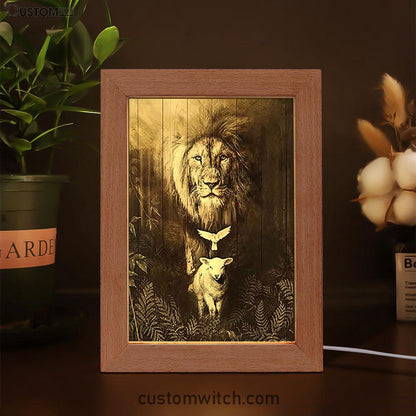The Lion Lamb Dove Frame Lamp Prints - Lion Frame Lamp Art - Christian Inspirational Frame Lamp