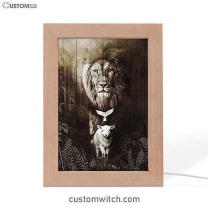 The Lion Lamb Dove Frame Lamp Prints - Lion Frame Lamp Art - Christian Inspirational Frame Lamp