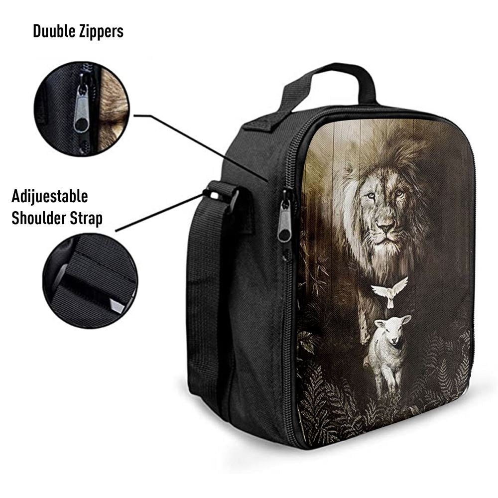 The Lion Lamb Dove Lunch Bag For Men And Women - Lion Lunch Bag, Spiritual Christian Lunch Box For School, Work