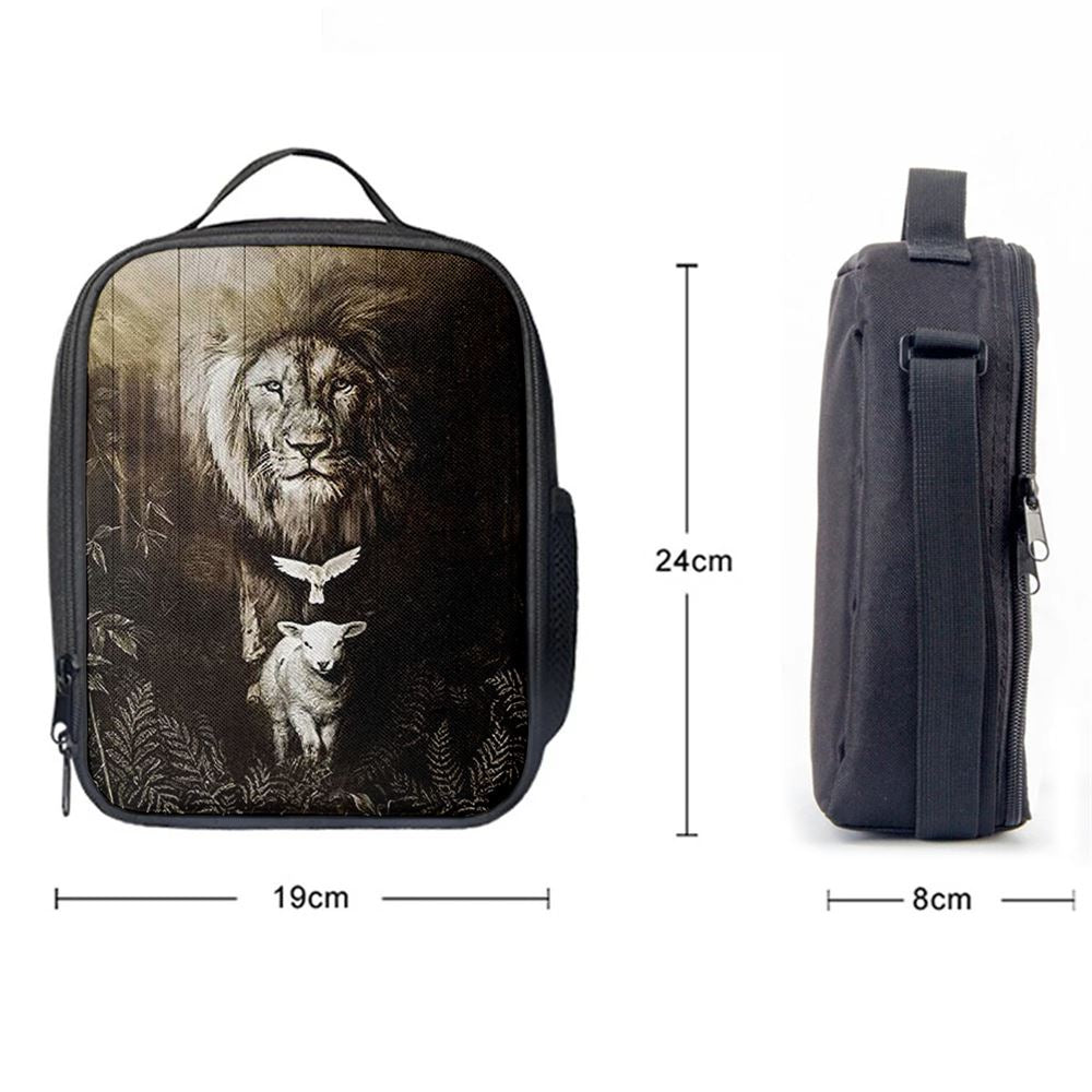 The Lion Lamb Dove Lunch Bag For Men And Women - Lion Lunch Bag, Spiritual Christian Lunch Box For School, Work