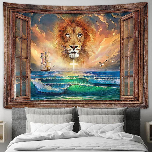 The Lion Ocean Beach Canvas Art - Lion Canvas Wall Decor - Christian Scripture Canvas_4790 1